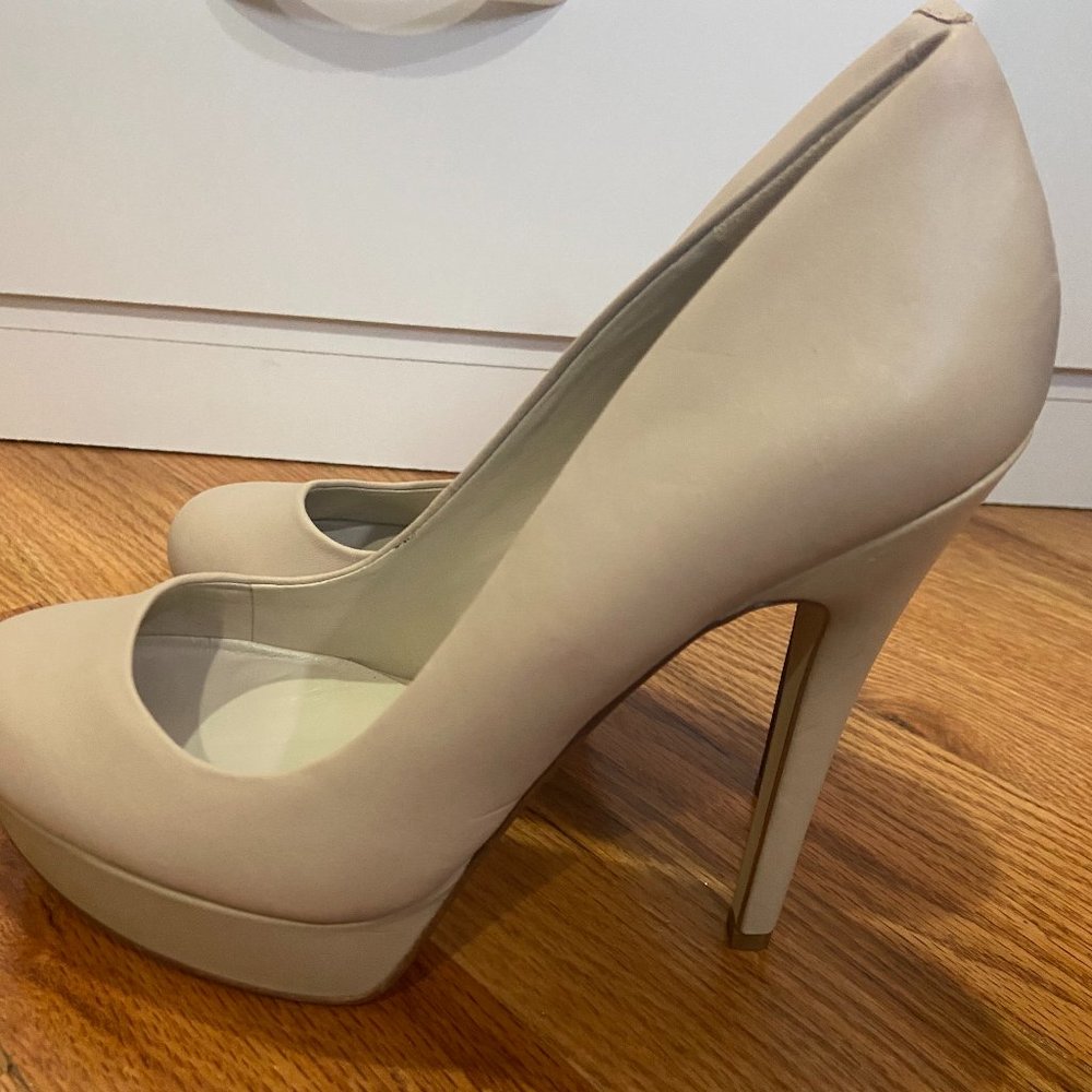 Nude Aldo Leather Platform Heels
